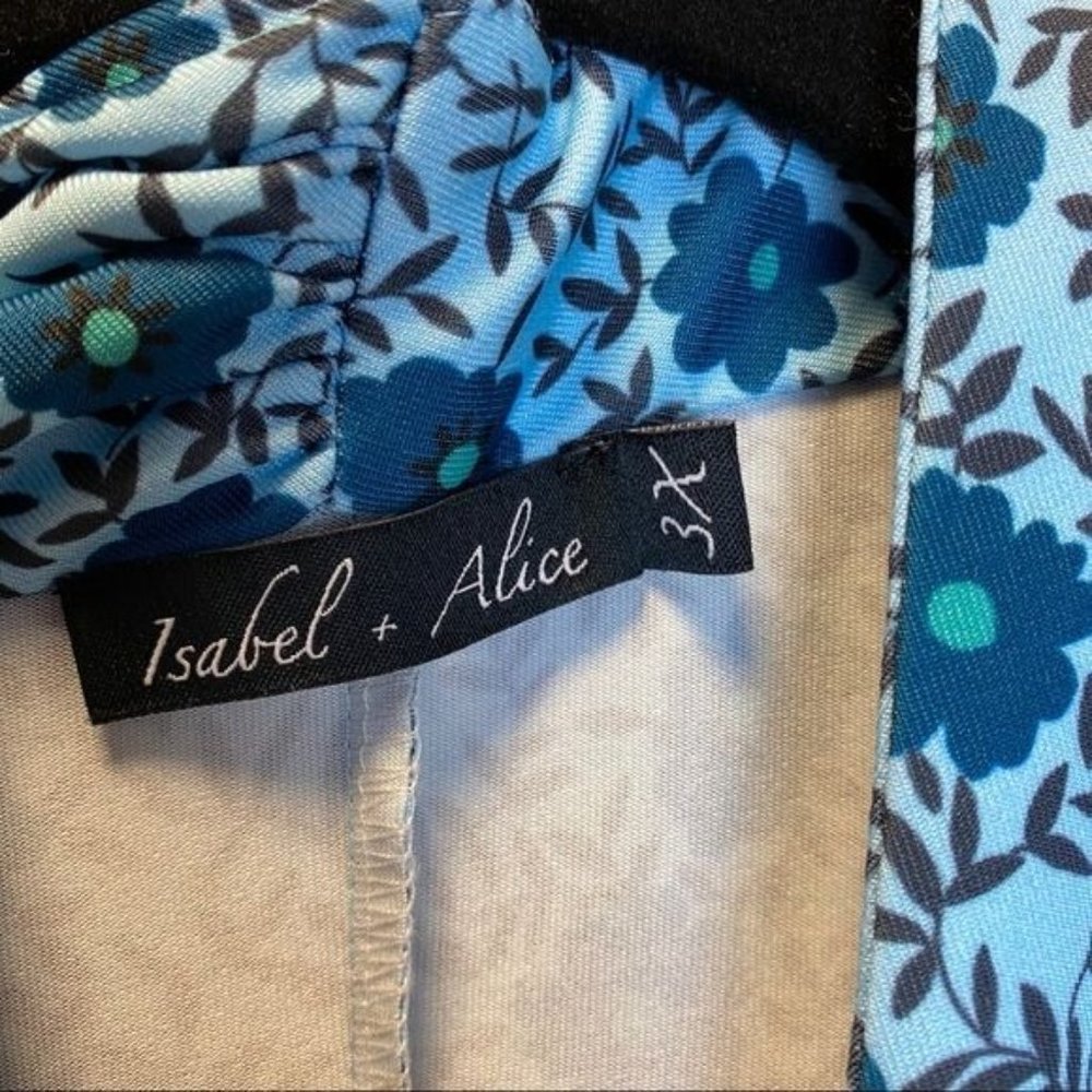 Isabel + Alice Blue Floral Faux Wrap 3/4 Sleeve Dress Size 3X - Picture 4 of 8